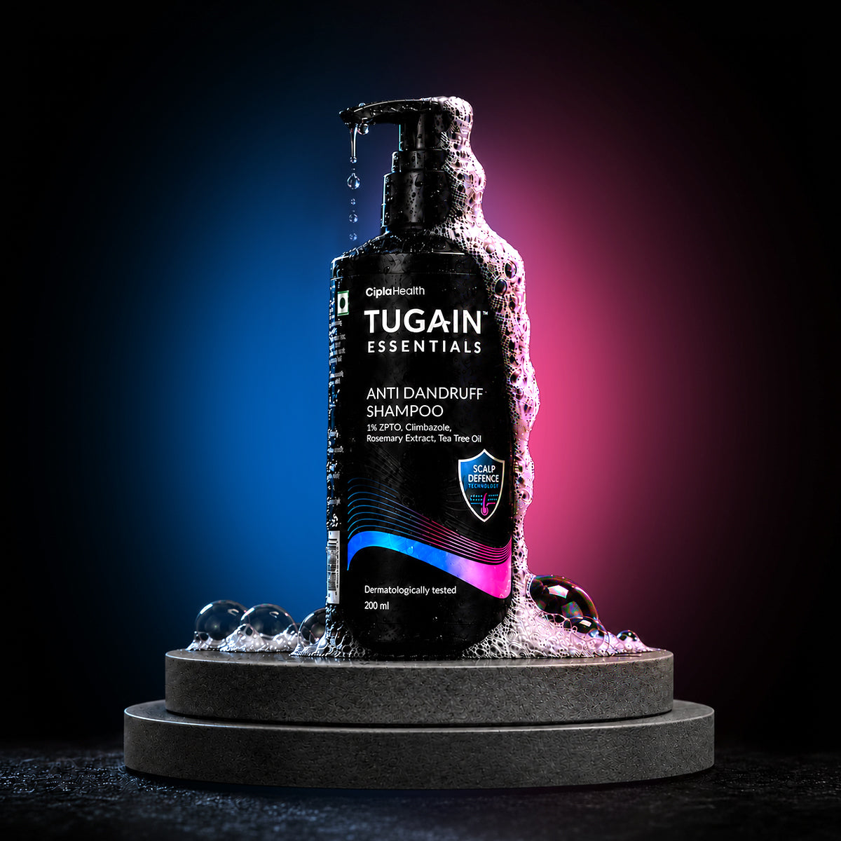 Tugain Anti-Dandruff Shampoo 200ml, sulphate-free anti dandruff shampoo by Cipla Health