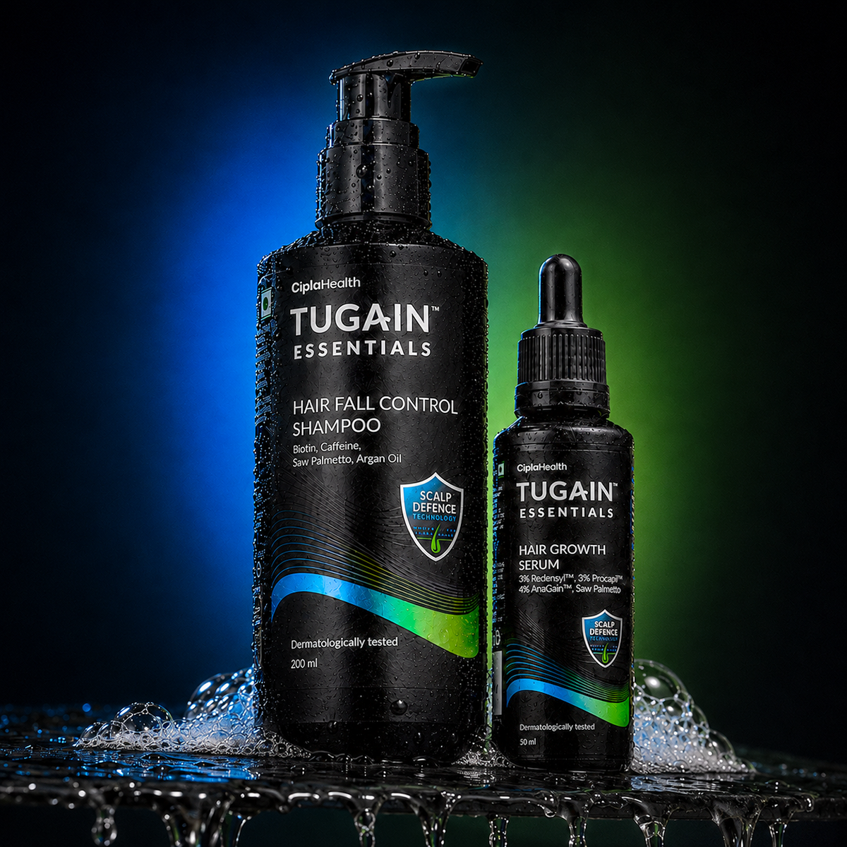 Tugain Hair Growth Duo: Hair Fall Control Shampoo and Hair Growth Serum for hair fall and regrowth