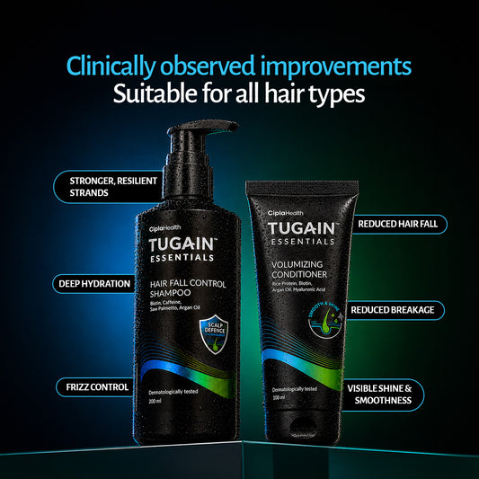 Shampoo and conditioner benefits: less hair fall and breakage, frizz control and shine