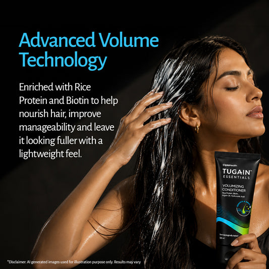 Advanced Volume Technology with Rice Protein and Biotin for fuller-looking hair