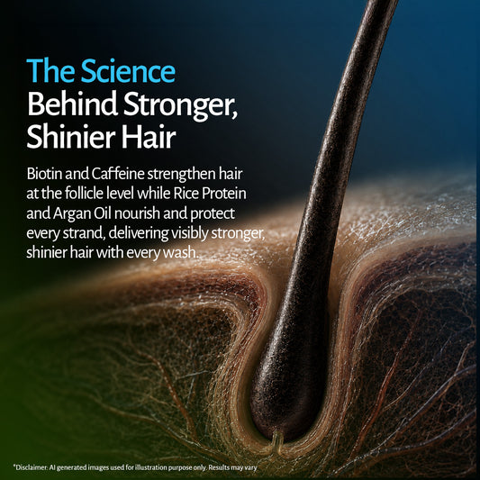 The science behind stronger, shinier hair: Biotin, Caffeine, Rice Protein and Argan Oil